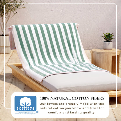 Cabana Cotton Beach Towel and Striped Border