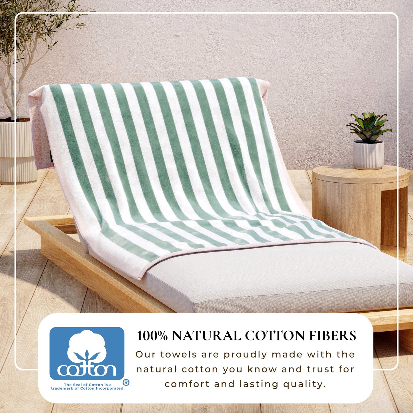 Cabana Cotton Beach Towel and Striped Border