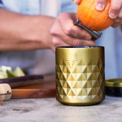 Gold Steel Double Wall Rocks Tumbler and Ceramic