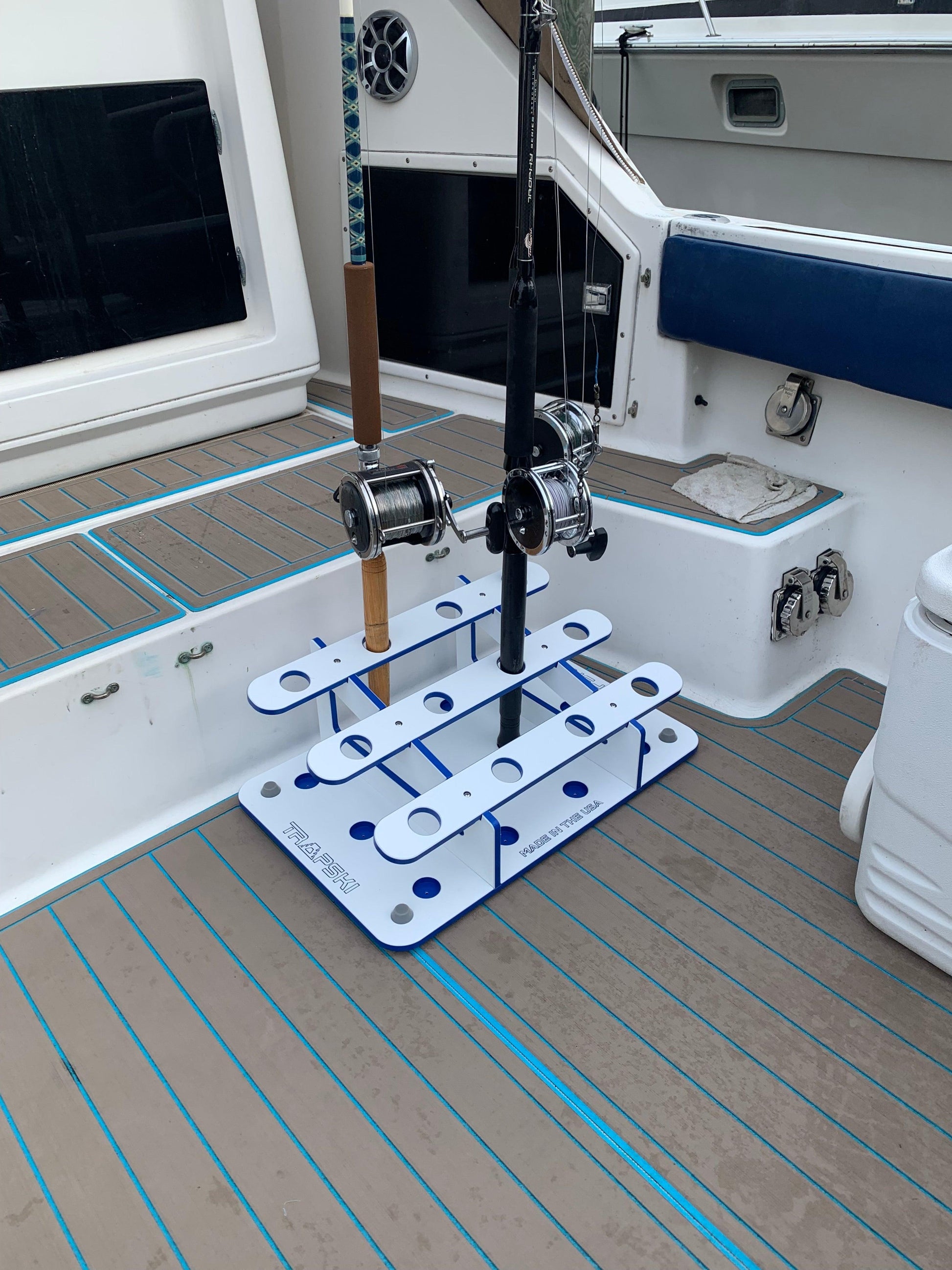 on Floor Fishing Rod Storage 12 Fishing Rod Stand | Garage, Dock, Boat - Tampa Home & Garden Store