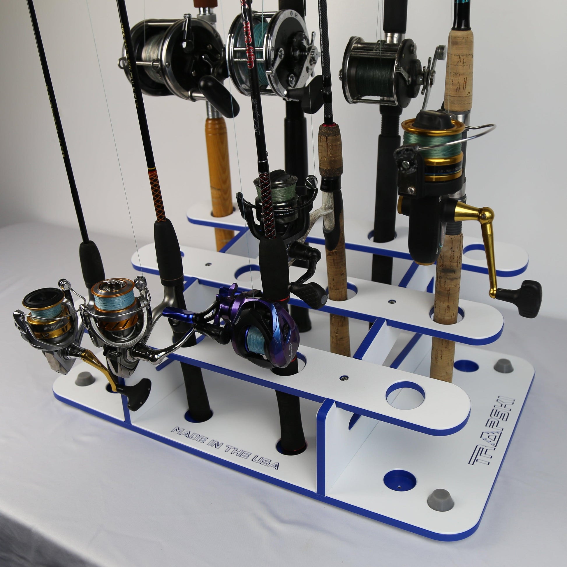 on Floor Fishing Rod Storage 12 Fishing Rod Stand | Garage, Dock, Boat - Tampa Home & Garden Store