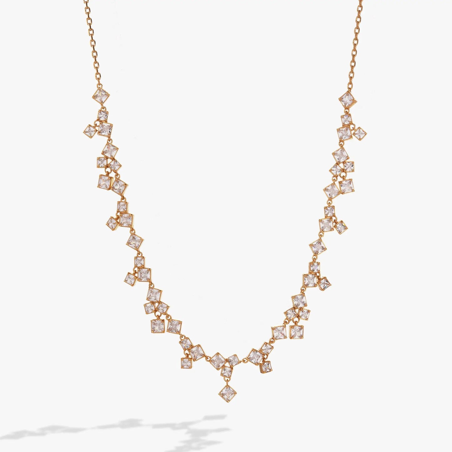 Crystal Chandelier Necklace, gold-tone chain with square crystals, ALEX AND ANI necklace on Tampa Home & Garden Store