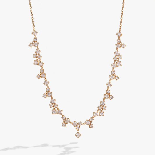 Crystal Chandelier Necklace, gold-tone chain with square crystals, ALEX AND ANI necklace on Tampa Home & Garden Store