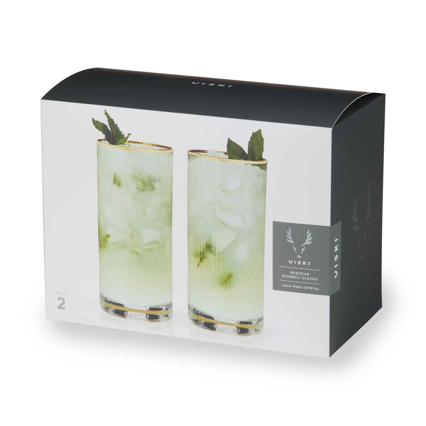 Gold Trimmed Crystal Highball Glasses Set of 2