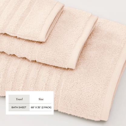 Luxury Combed Cotton and Ribbed Bath Towels
