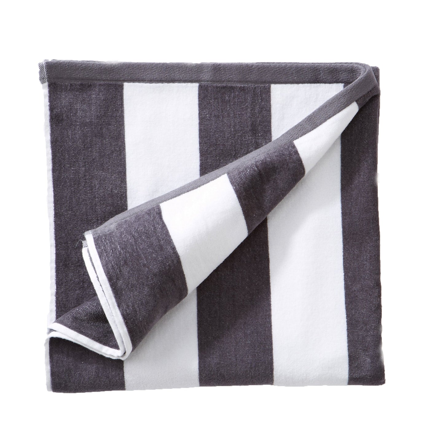 Cotton And Velour Cabana Stripe Beach Towel