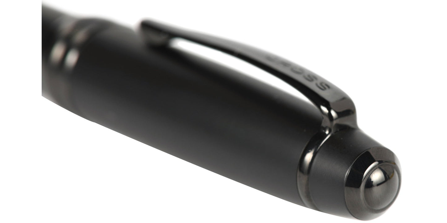 Bailey Matte Black Lacquer Ballpoint Pen by A.T. Cross; black glossy finish, slim clip on Tampa Home & Garden Store