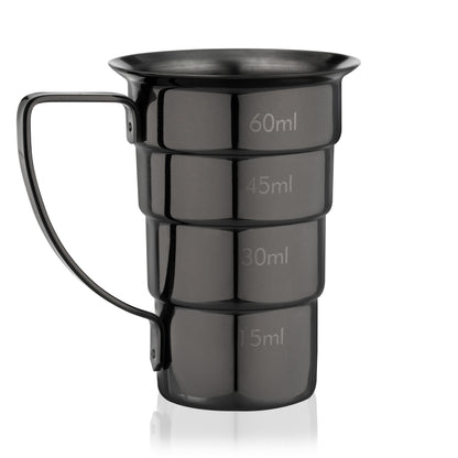 Viski gunmetal stepped jigger with stacked measuring sections (60ml/45ml/30ml) for precise pours on Tampa Home & Garden Store