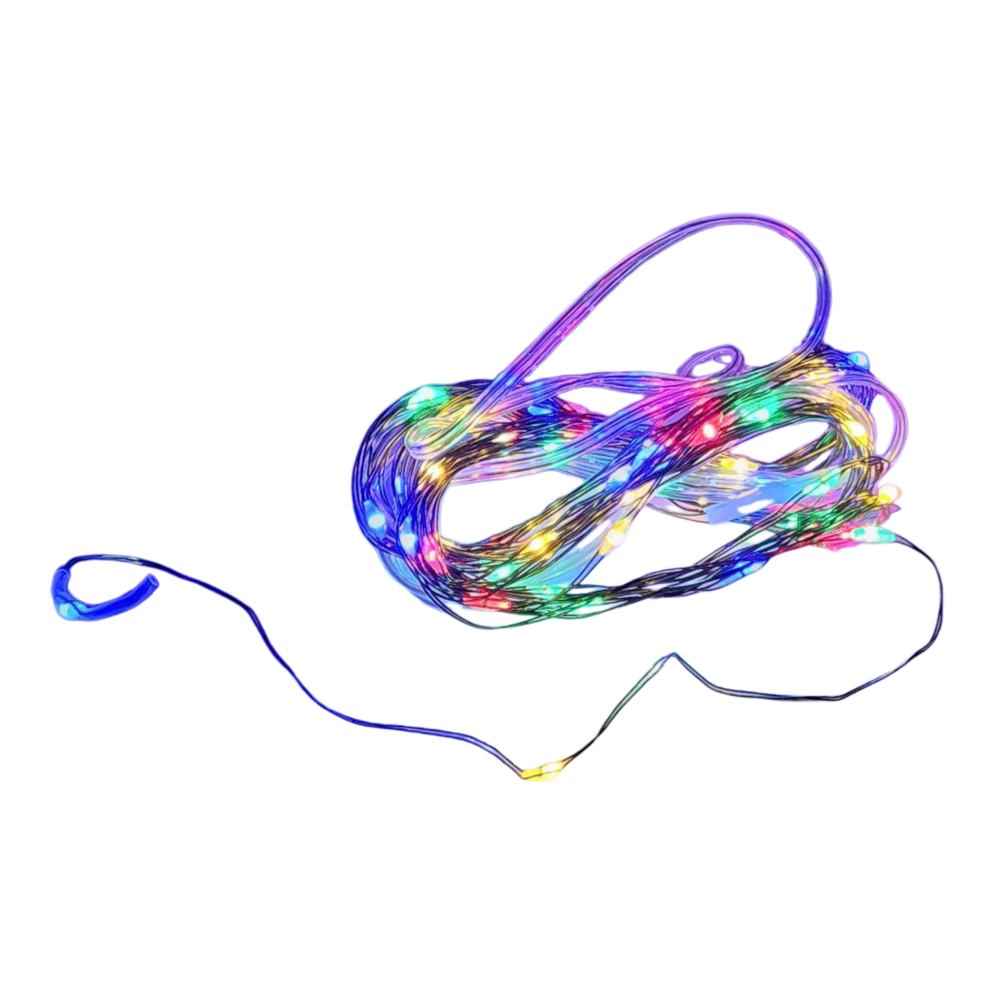 Guirnalda de luces LED multicolor con cable verde y 50 luces a batería
