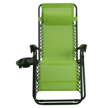 2 Pieces Folding Recliner Zero Gravity Lounge Chair - Beige