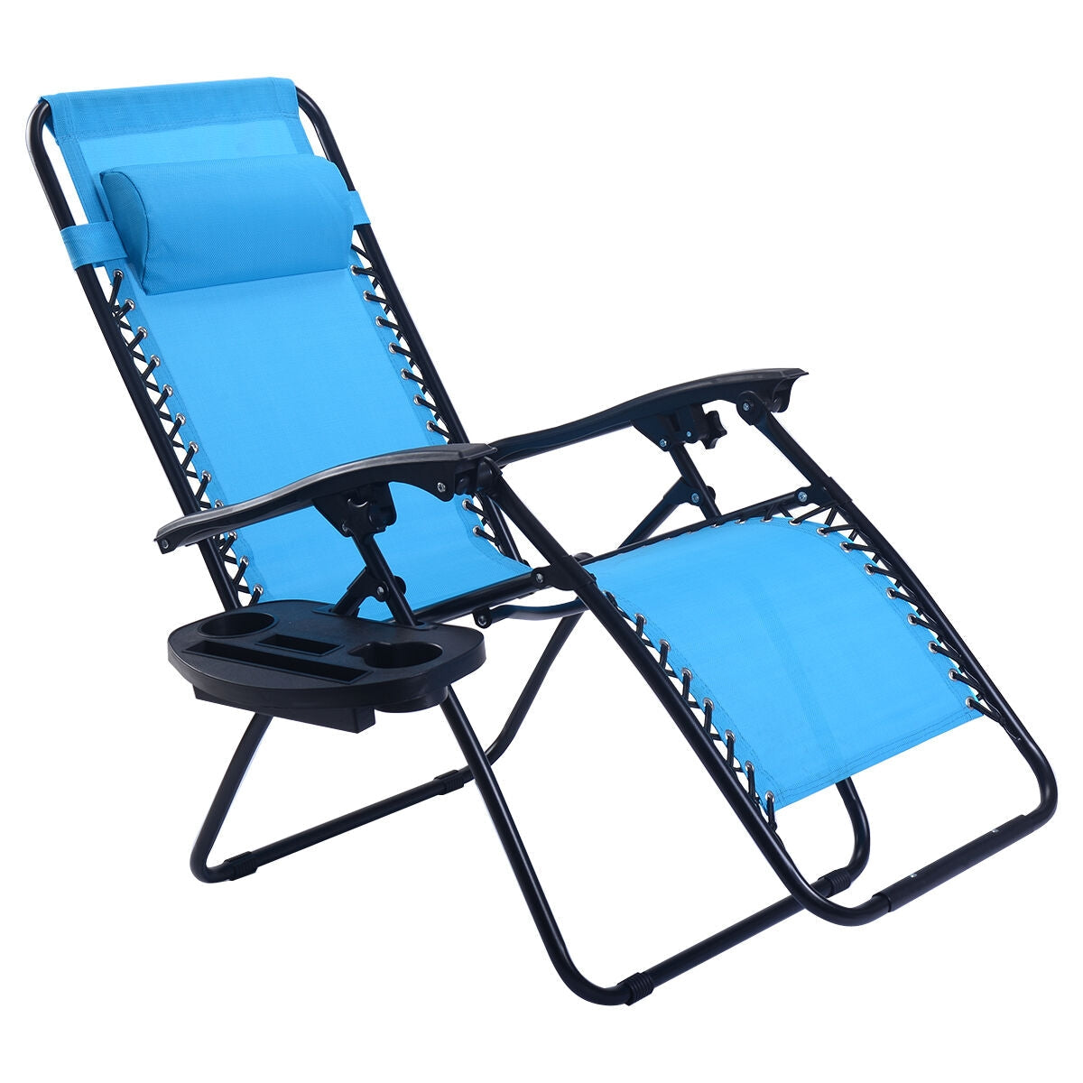 2 Pieces Folding Recliner Zero Gravity Lounge Chair - Beige
