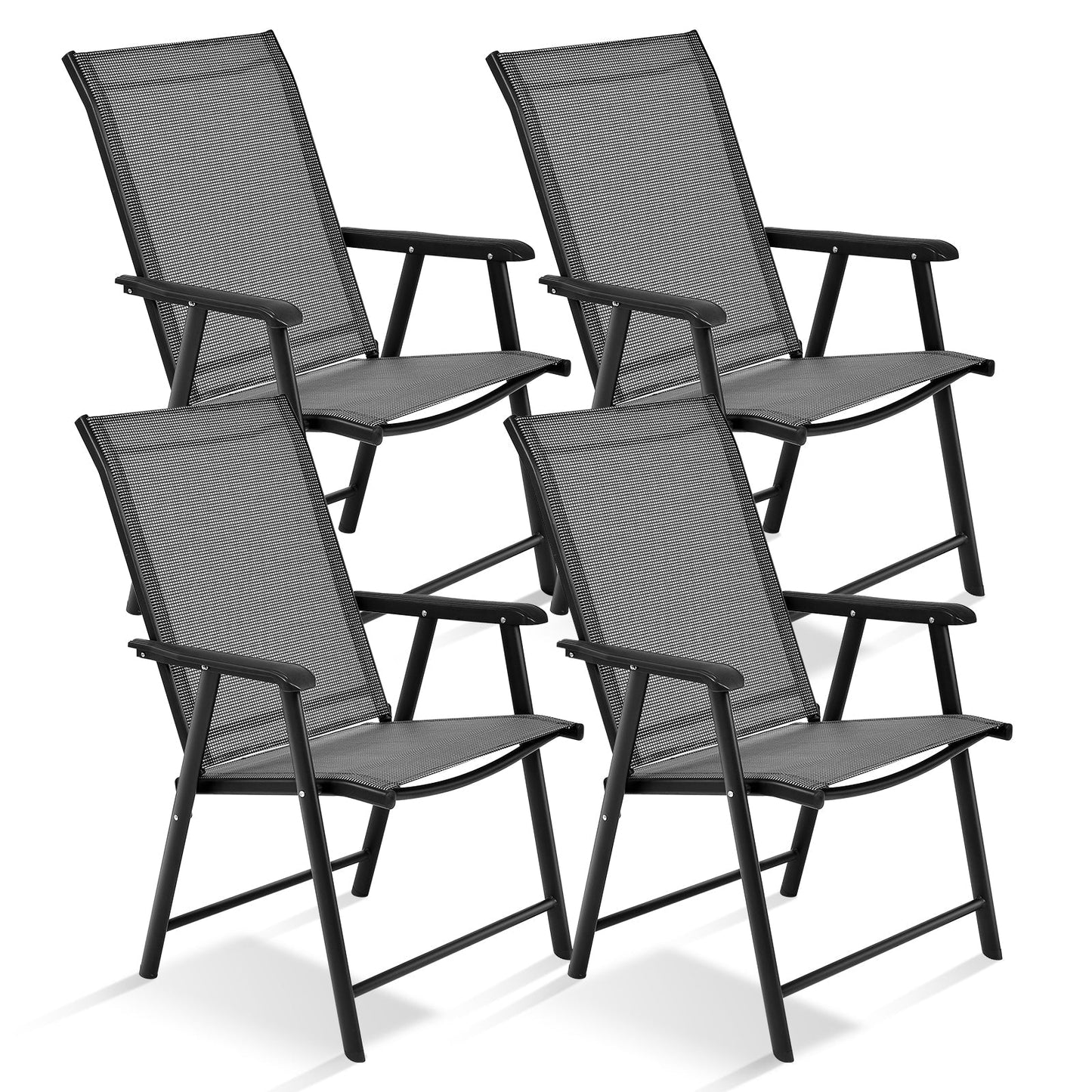 GemGear 4-pack patio folding chairs with black mesh seats for outdoor use on Tampa Home & Garden Store