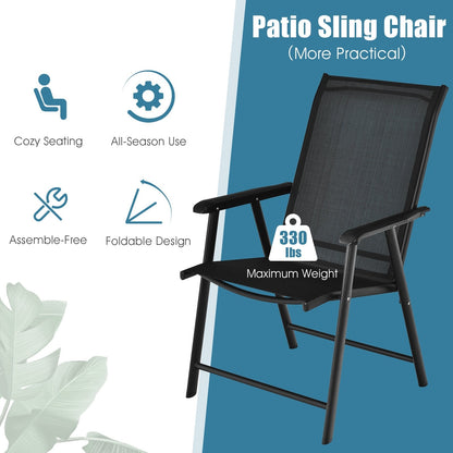 GemGear 4-pack patio folding chairs with black mesh sling, portable for outdoor camping on Tampa Home & Garden Store