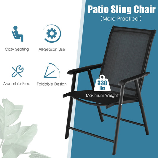 GemGear 4-pack patio folding chairs with black mesh sling, portable for outdoor camping on Tampa Home & Garden Store