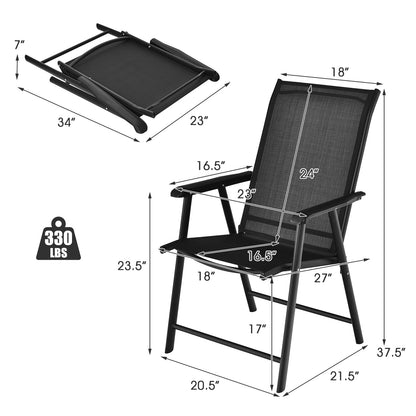 GemGear 4-pack black patio folding chairs, portable outdoor camping seating with mesh backs on Tampa Home & Garden Store