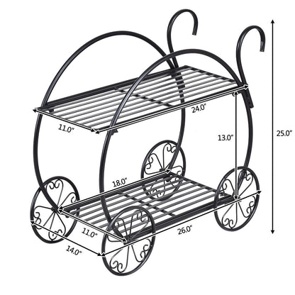Carro de metal resistente para plantas/macetas