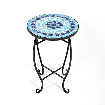 Outdoor Indoor Steel Plant Stand Glass Top Cobalt