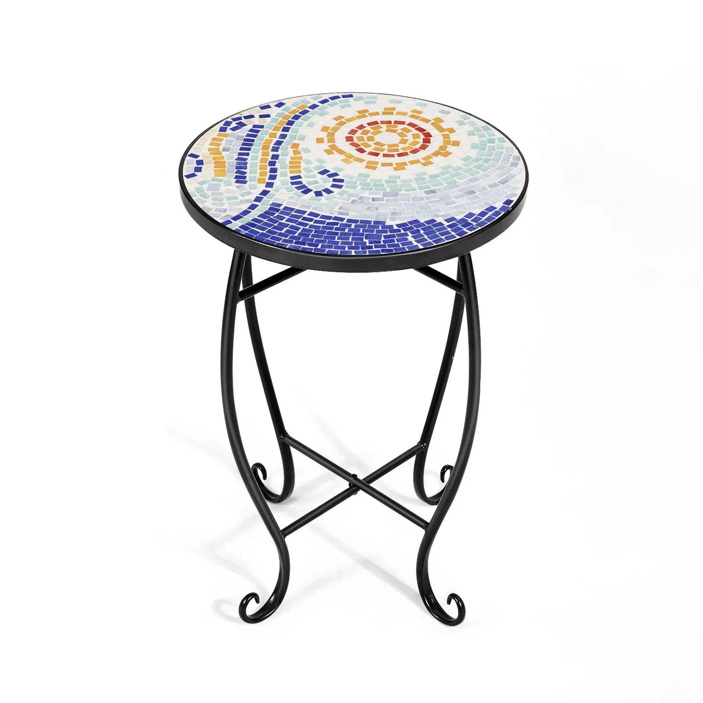 Outdoor Indoor Steel Plant Stand Glass Top Cobalt
