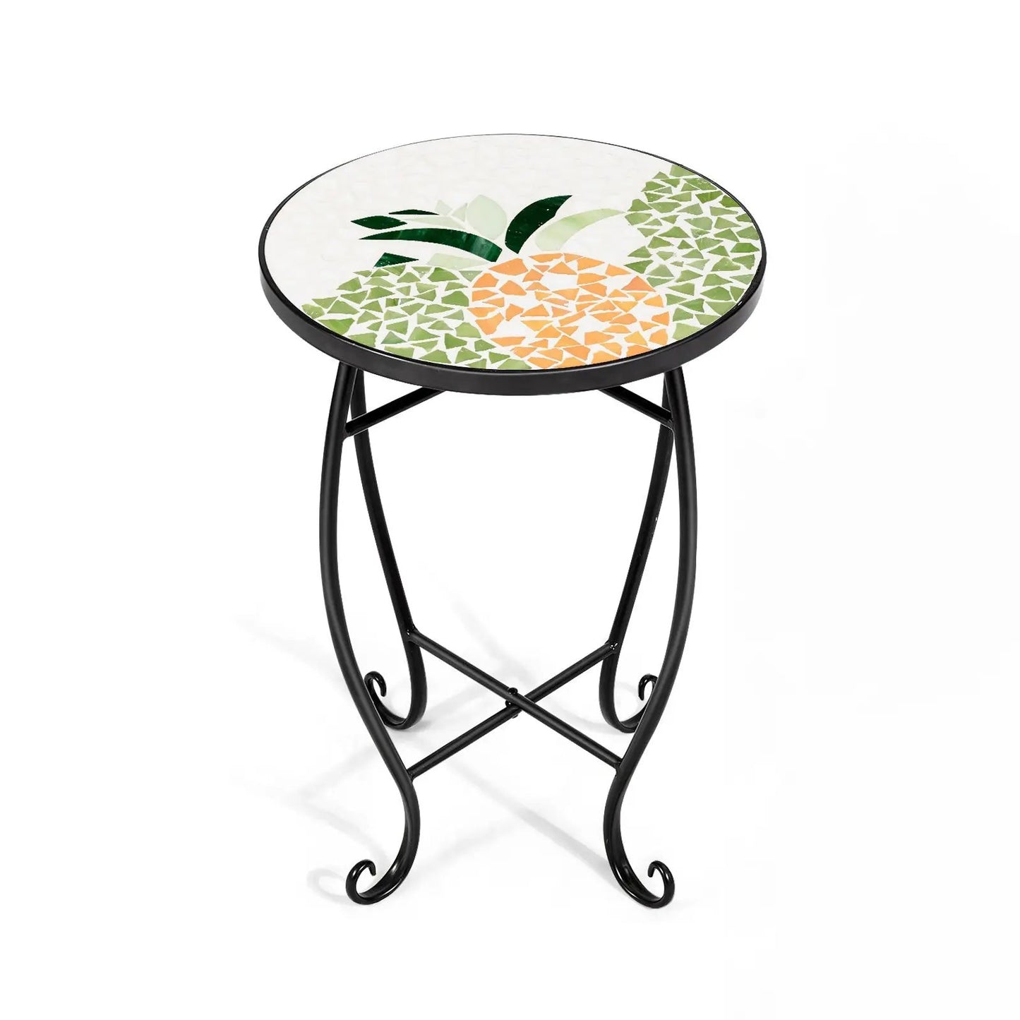 Outdoor Indoor Steel Plant Stand Glass Top Cobalt