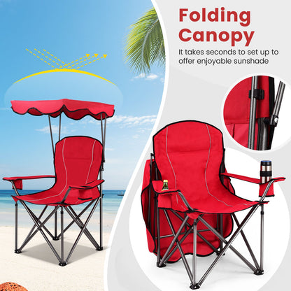 Portable folding beach canopy chair with cup holders in red by GemGear on Tampa Home & Garden Store