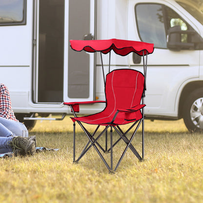 Portable folding beach chair with cup holders, red canopy and seat, GemGear on Tampa Home & Garden Store