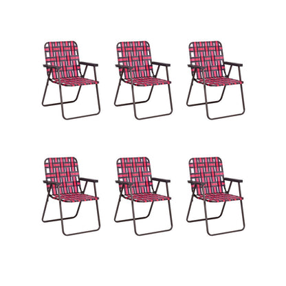 GemGear six folding beach chairs with pink plaid webbing and brown metal frames on Tampa Home & Garden Store