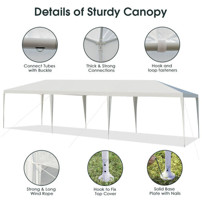 GemGear 10x30 ft white gazebo canopy with sturdy frame, connection stakes and wind ropes on Tampa Home & Garden Store