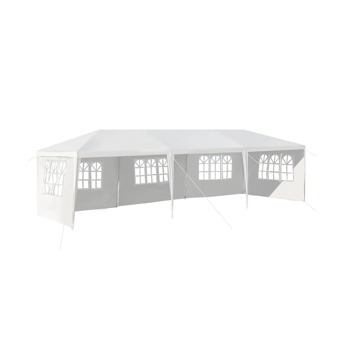 GemGear 10x30ft white canopy tent with 5 removable arched-window sidewalls for parties on Tampa Home & Garden Store