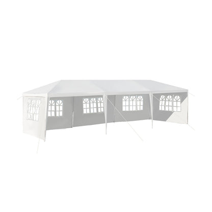 GemGear 10x30ft white canopy tent with 5 removable arched-window sidewalls for parties on Tampa Home & Garden Store