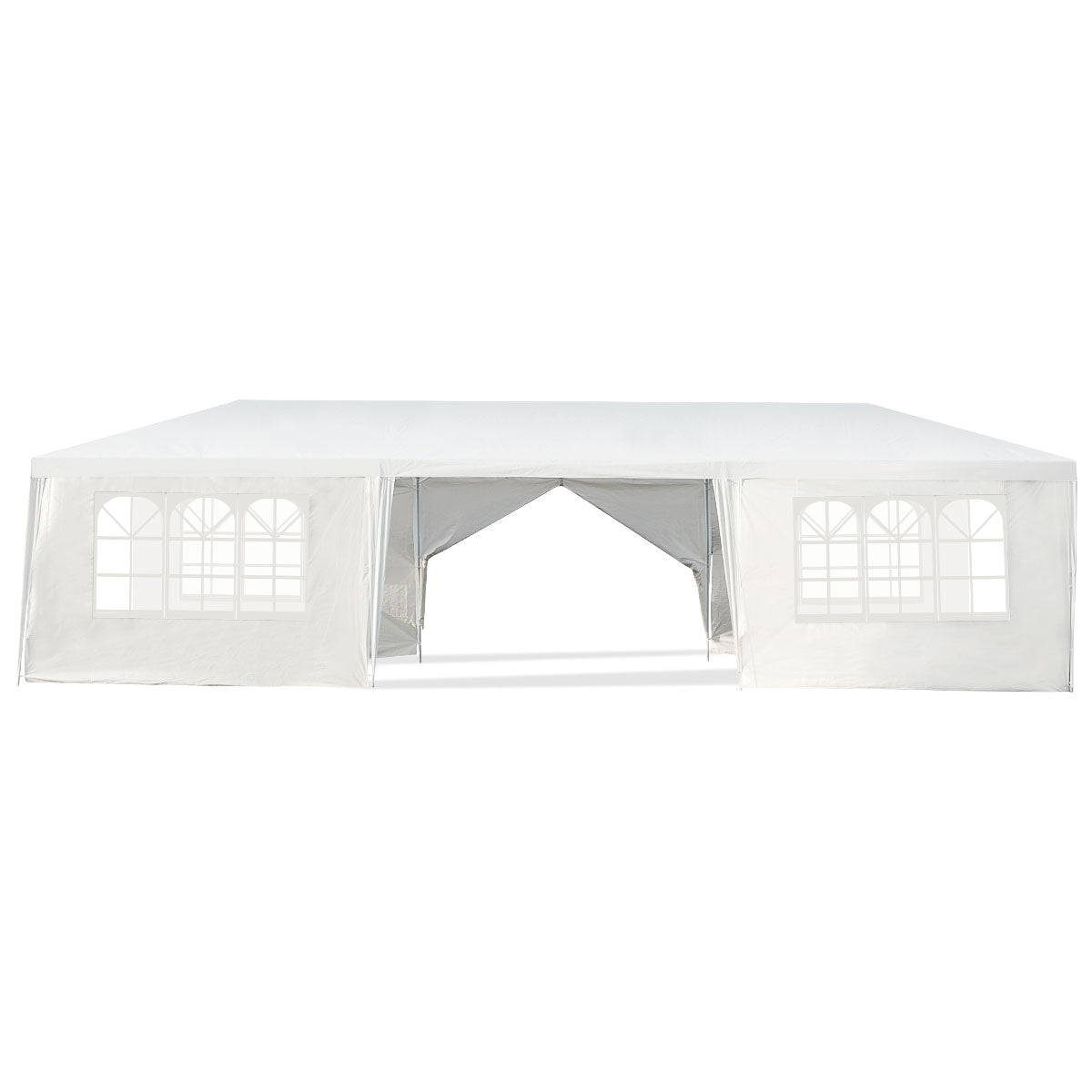 GemGear 10x30ft white outdoor canopy tent with 6 removable sidewalls and 2 doorways on Tampa Home & Garden Store