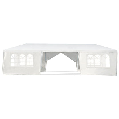 GemGear 10x30ft white outdoor canopy tent with 6 removable sidewalls and 2 doorways on Tampa Home & Garden Store