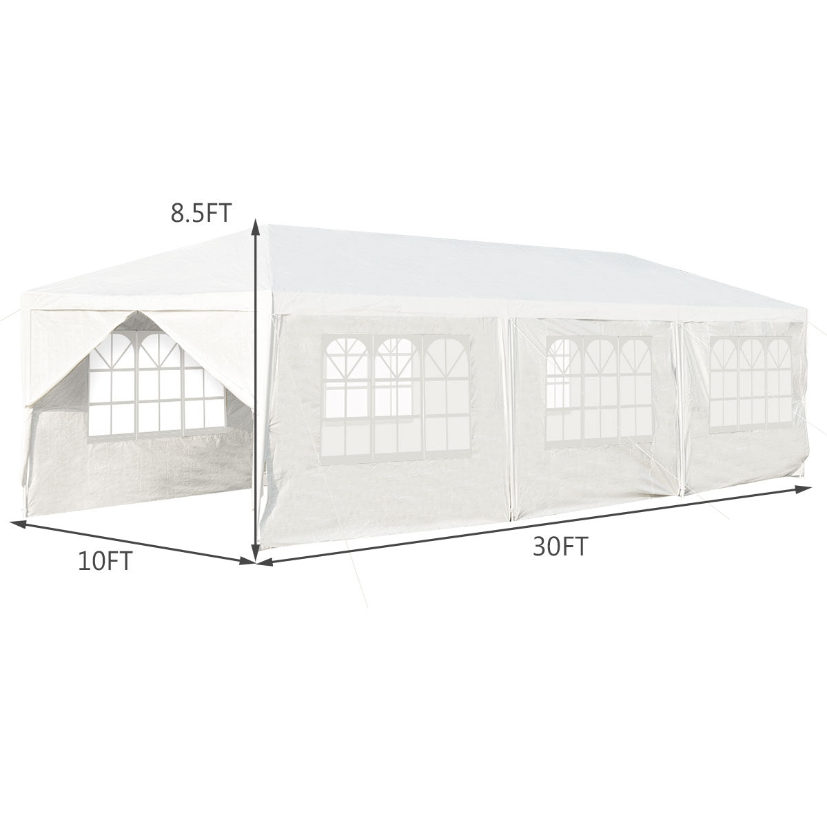 GemGear 10x30 ft outdoor canopy tent with 6 removable sidewalls and 2 doorways white on Tampa Home & Garden Store