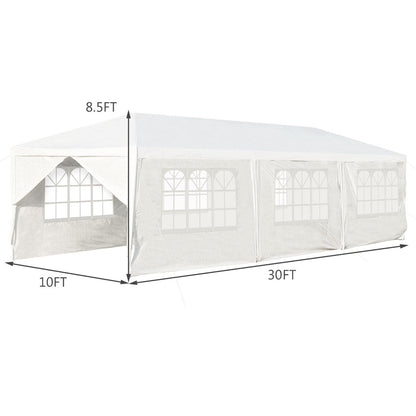 GemGear 10x30 ft outdoor canopy tent with 6 removable sidewalls and 2 doorways white on Tampa Home & Garden Store