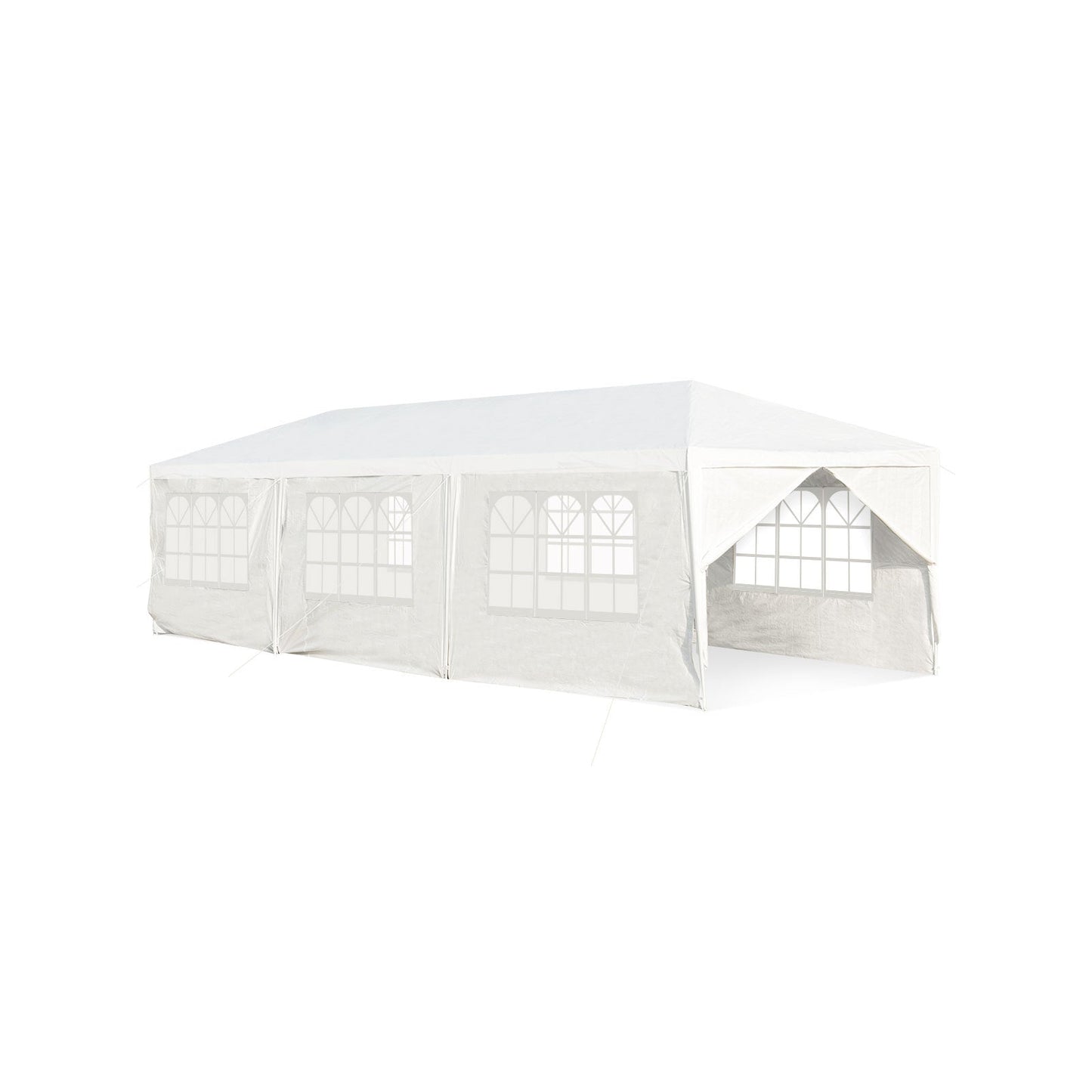 GemGear 10x30 ft white outdoor canopy tent with 6 removable sidewalls and 2 doorways on Tampa Home & Garden Store