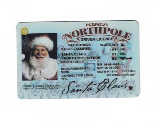 Santa Claus' Driver's License - Tampa Home & Garden Store