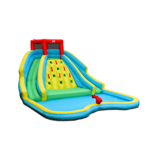 Double Side Inflatable Water Slide Park with Climbing Wall for Outdoor Without Blower - Tampa Home & Garden Store