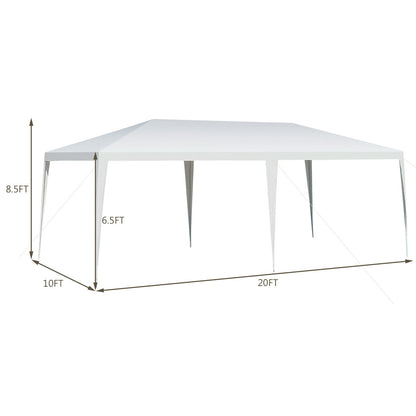 GemGear 10x20 ft waterproof white canopy tent with pegs and wind ropes on Tampa Home & Garden Store