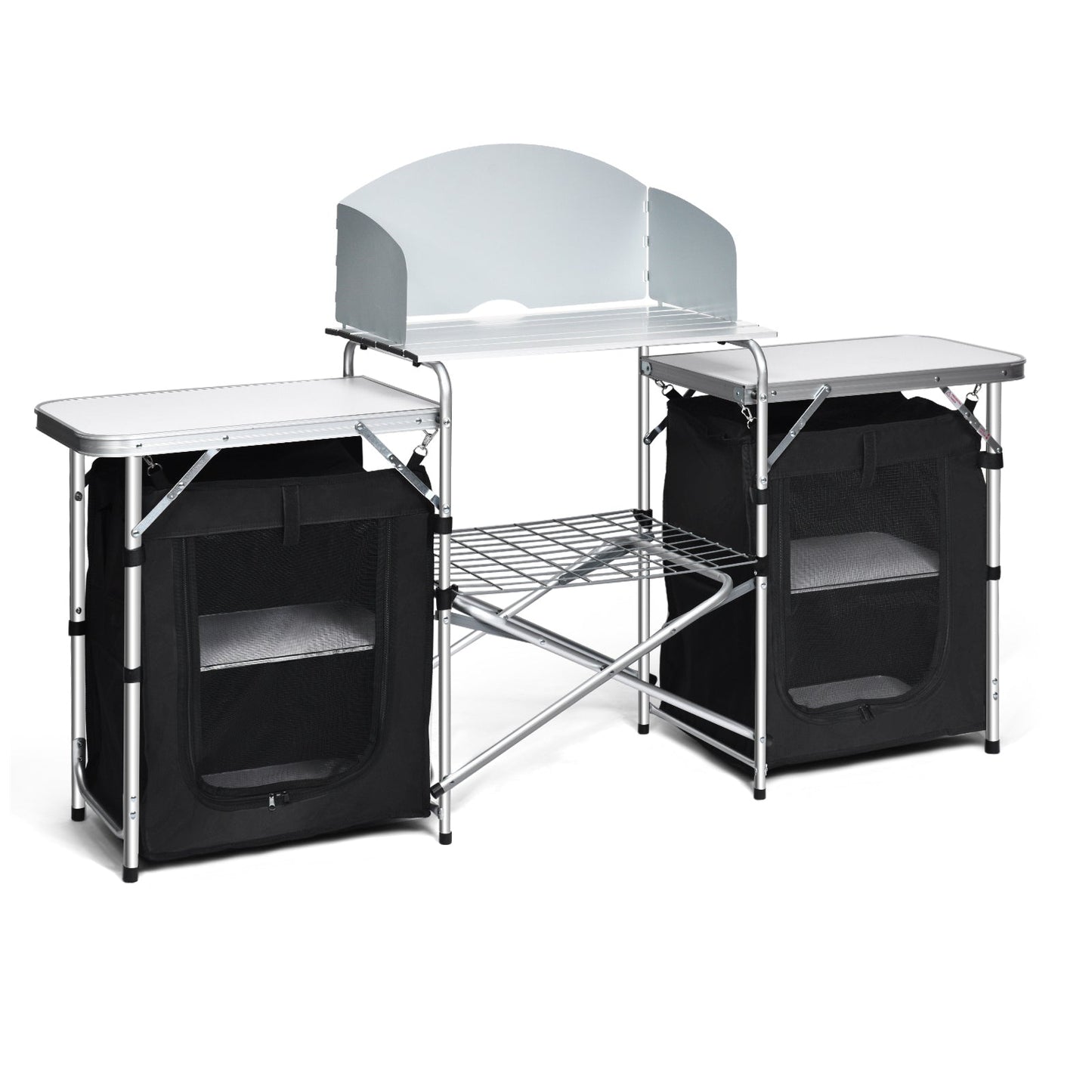 GemGear folding camping table with storage; dual side tables with mesh bags and center shelf on Tampa Home & Garden Store