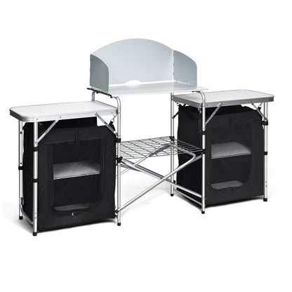 GemGear folding camping table with storage; dual side tables with mesh bags and center shelf on Tampa Home & Garden Store