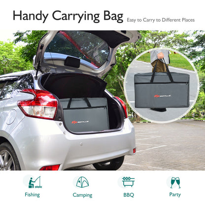 Folding Camping Table with Storage Organizer-Gray