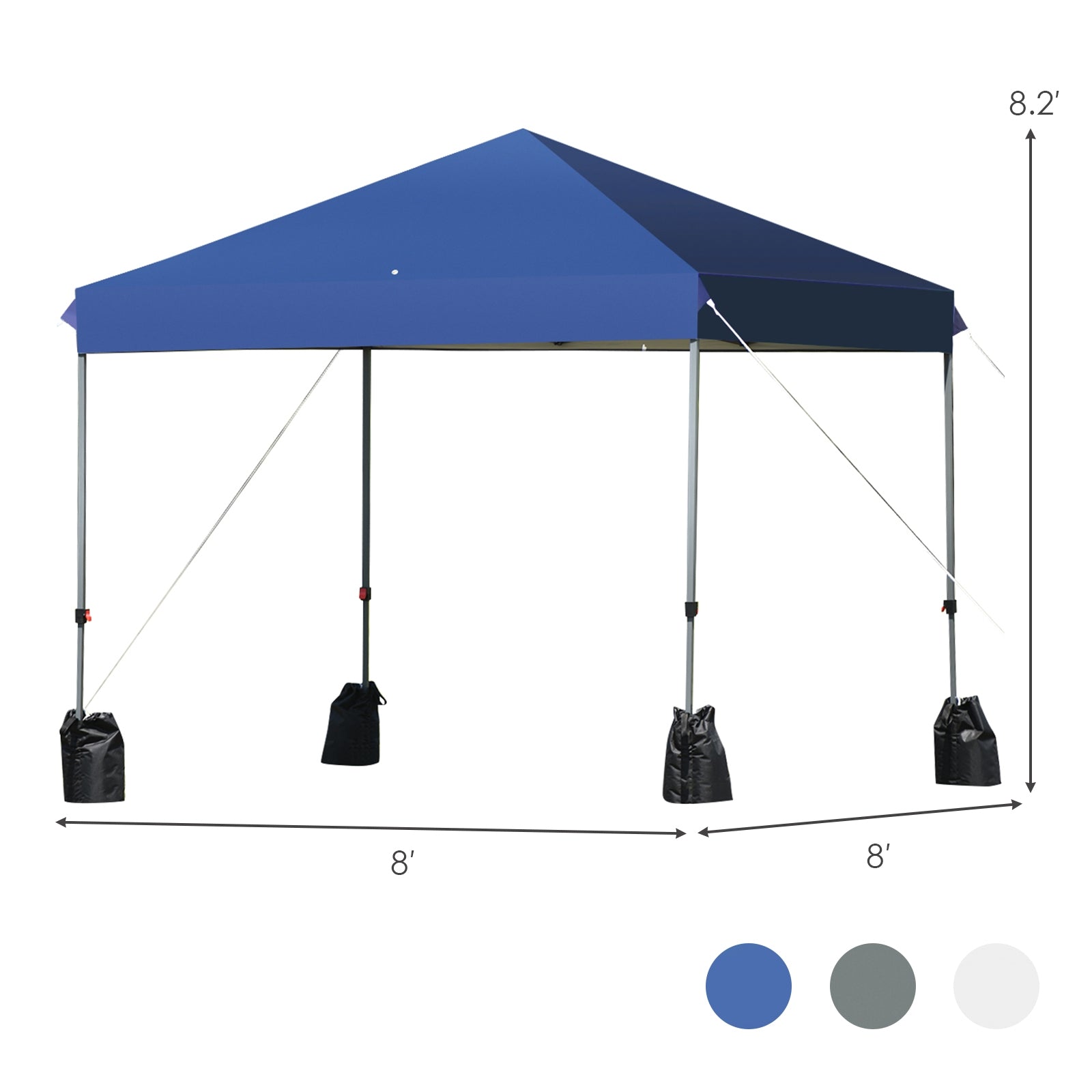 8x8 blue pop-up canopy tent by GemGear with roller bag and four ballast bags on Tampa Home & Garden Store