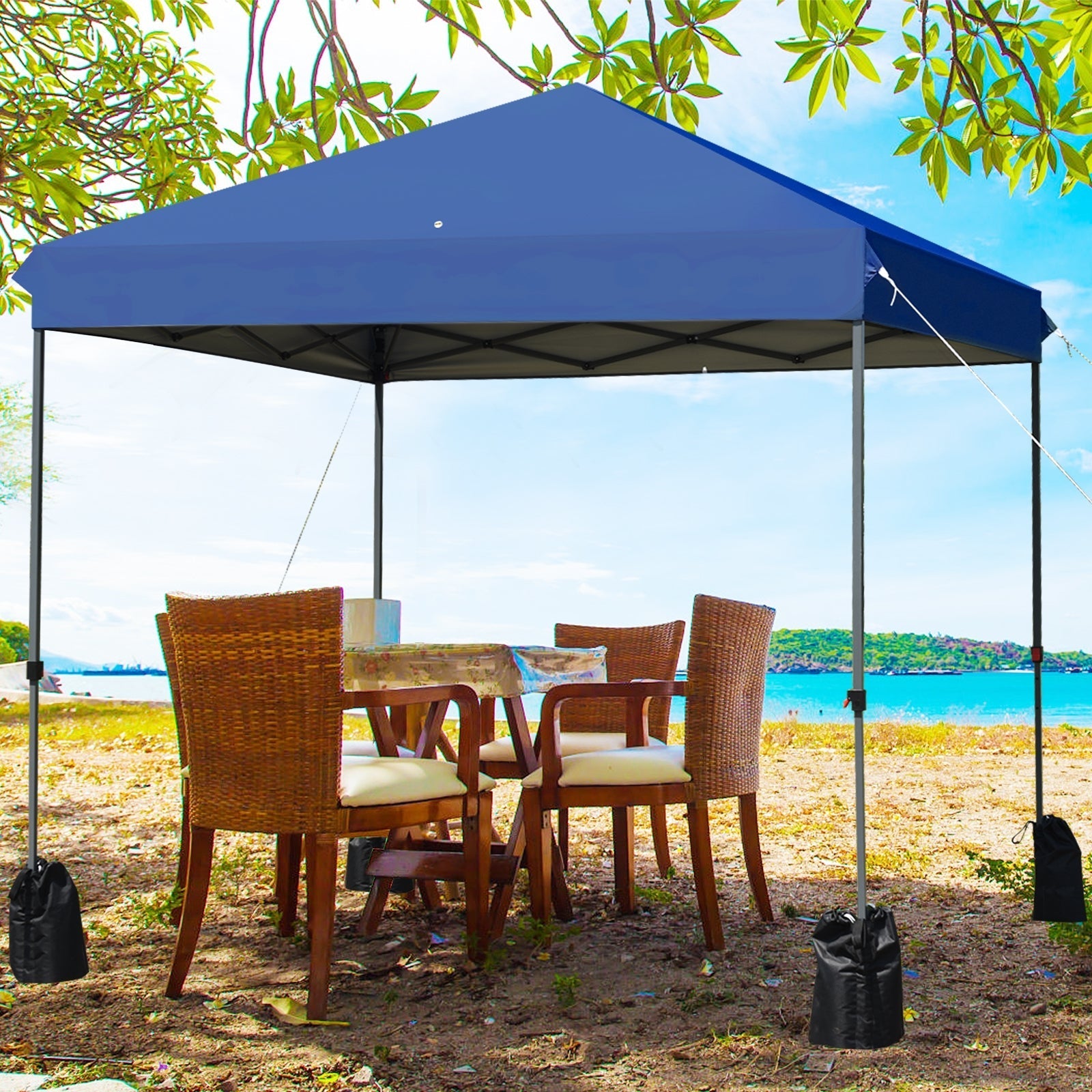 GemGear 8x8 ft blue outdoor pop-up canopy tent with roller bag on Tampa Home & Garden Store