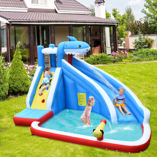 4-in-1 Inflatable Water Slide Park with Long Slide and 735W Blower - Tampa Home & Garden Store