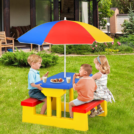 Kids Picnic Folding Table and Bench with Umbrella - Tampa Home & Garden Store