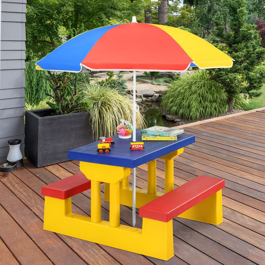Kids Picnic Folding Table and Bench with Umbrella - Tampa Home & Garden Store