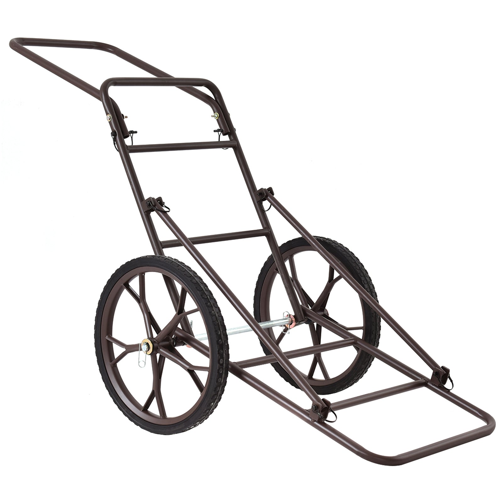 GemGear Larger Capacity Folding Deer Game Cart brown steel frame with large spoked wheels on Tampa Home & Garden Store