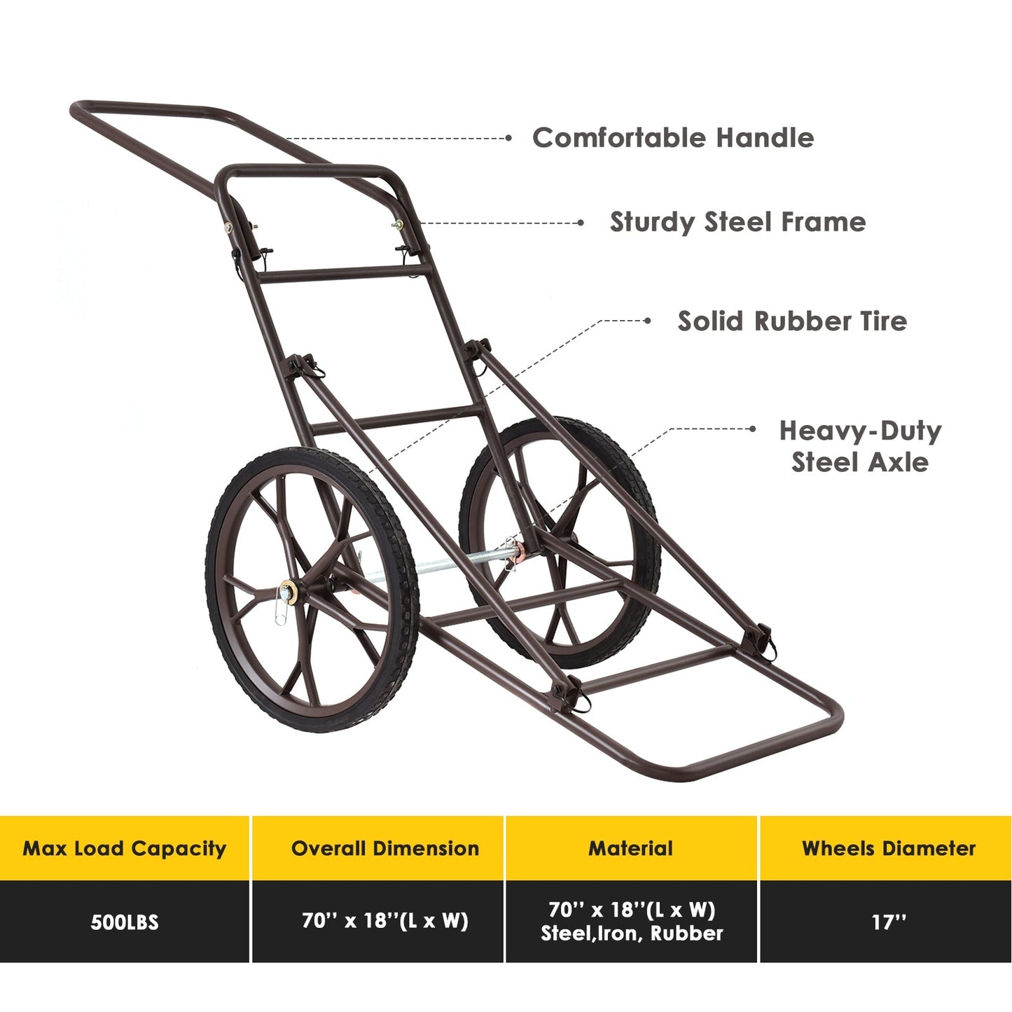 Larger Capacity Folding Deer Game Cart by GemGear with steel frame and rubber tires on Tampa Home & Garden Store
