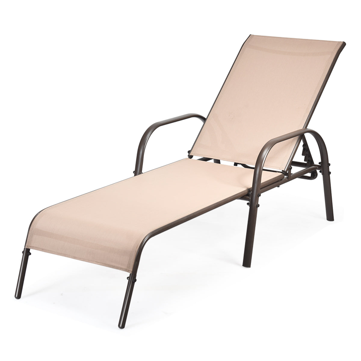Adjustable Patio Chaise Folding Lounge Chair with Backrest-Black