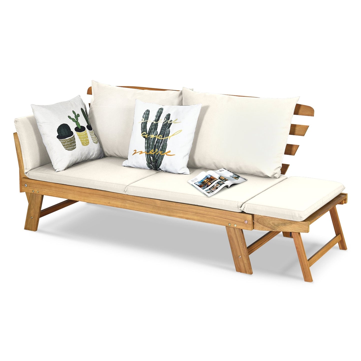 Adjustable Patio Convertible Sofa with Thick Cushion