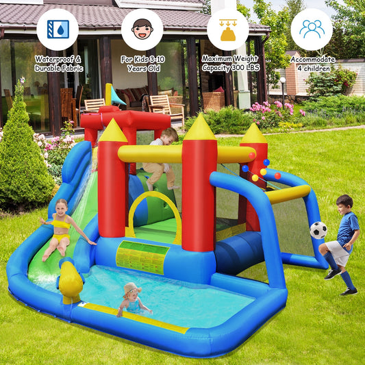 Inflatable Bounce House Splash Pool with Water Climb Slide Blower included - Tampa Home & Garden Store